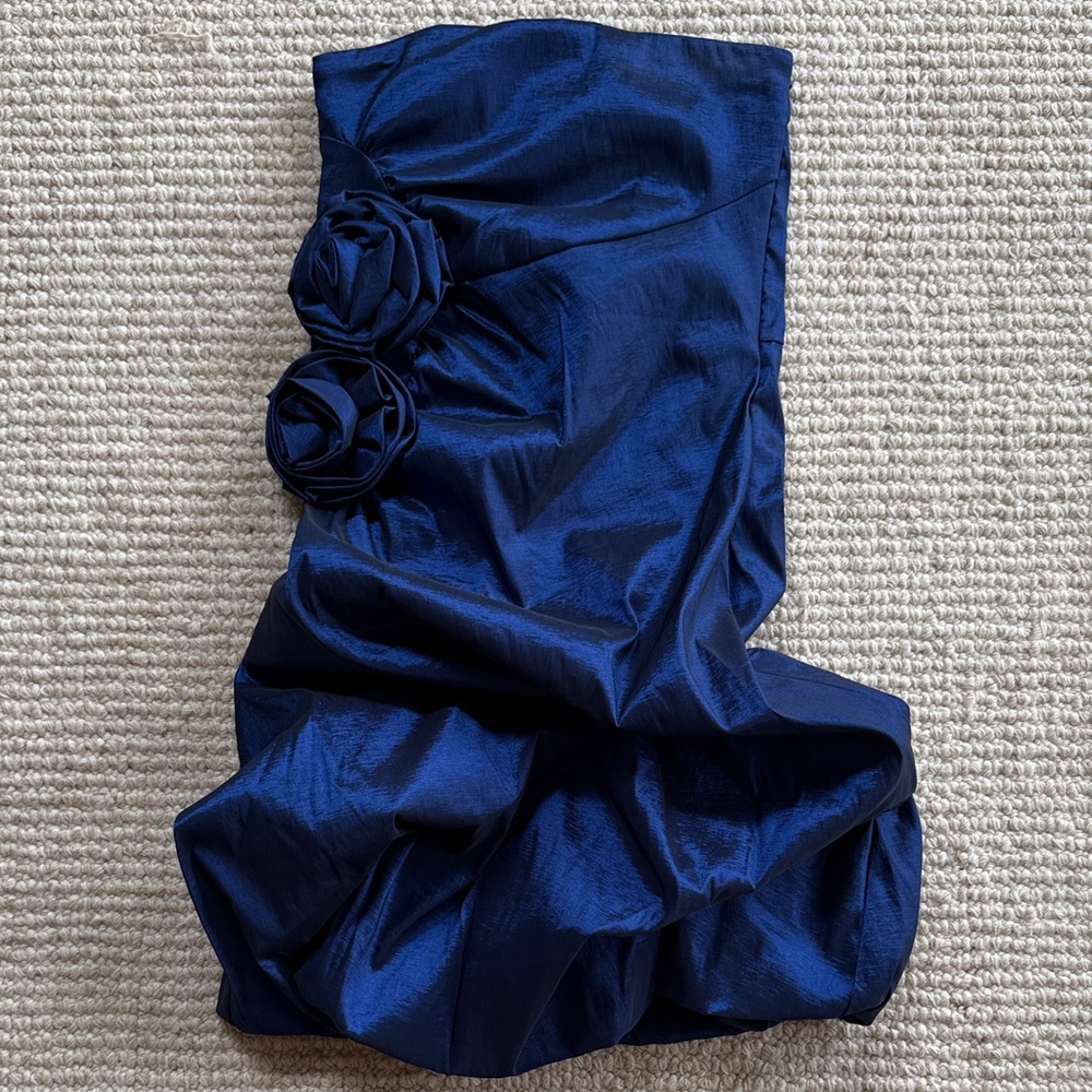 Strapless Iridescent Navy Dress